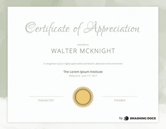 free certificate of appreciation