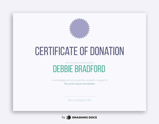 free certificate of donation