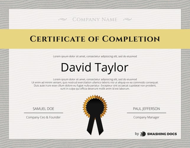 free certificate of completion template