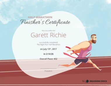 free finisher's award template