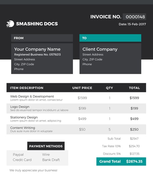 Free Invoice Template Chic Client