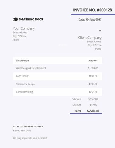 free invoice template the purple project