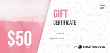 pink gift certificate