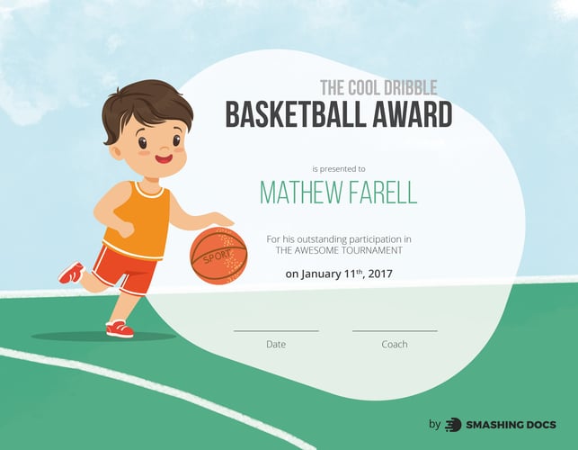 free kid basketball award template