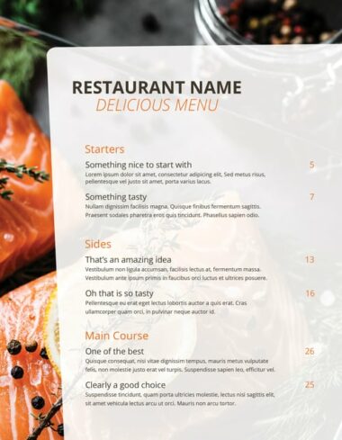 free restaurant menu template