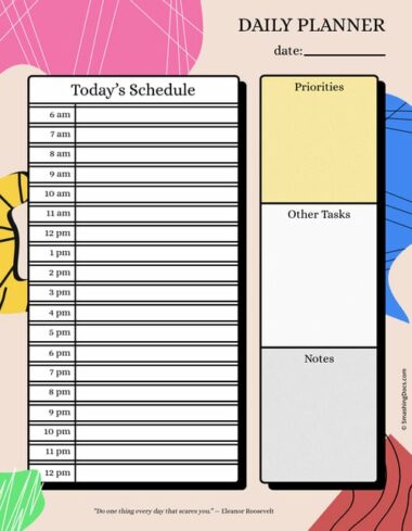 Free Colorful Daily Planner Template
