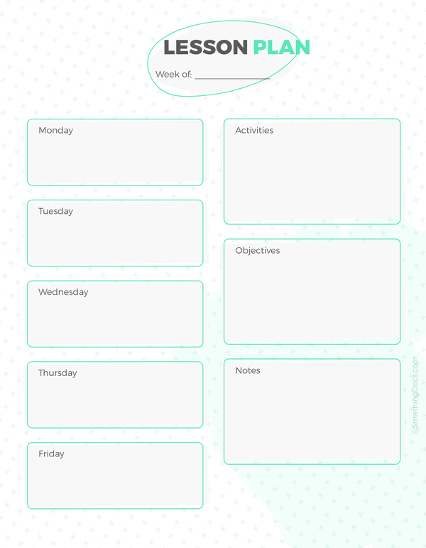 free crystal clear weekly lesson plan template