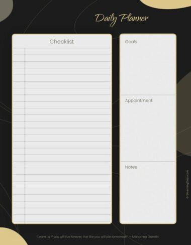 free daily checklist planner template