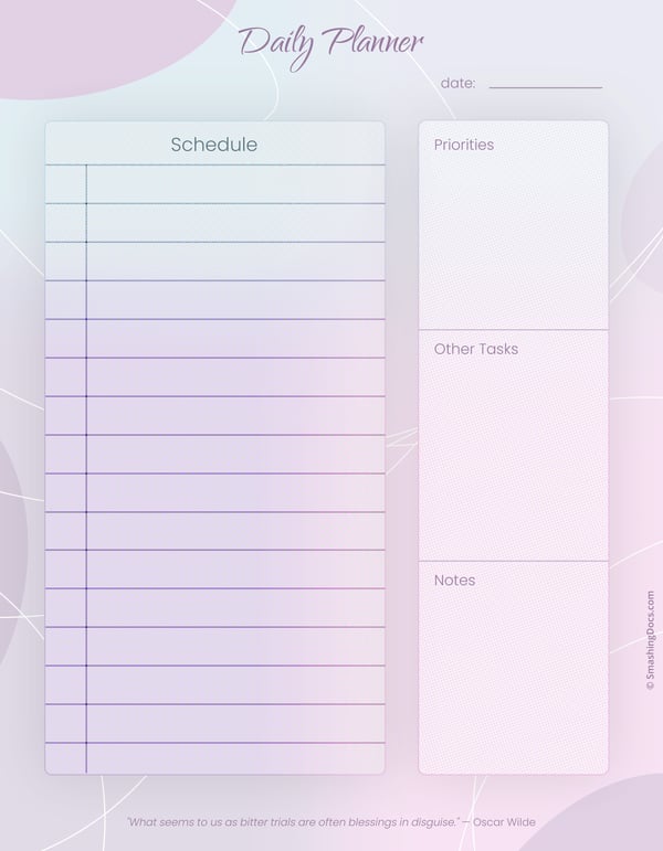 free lavender daily planner template