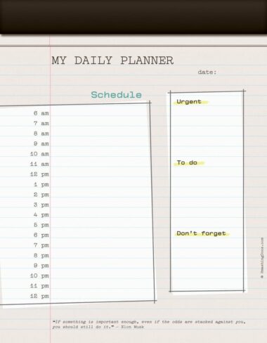 Free Notebook Styled Daily Planner Template