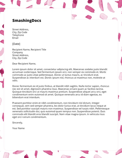 Free Pink Themed Letterhead Template