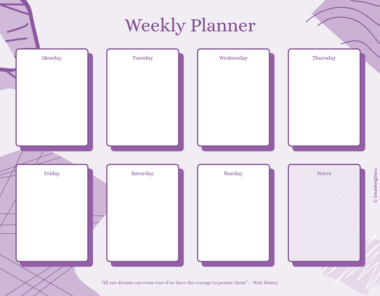 free purple weekly schedule template