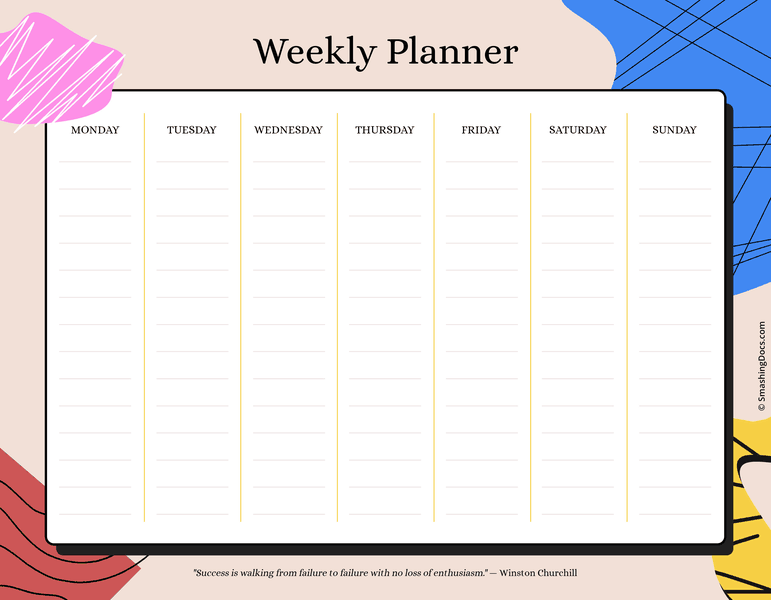free retro-styled weekly schedule template
