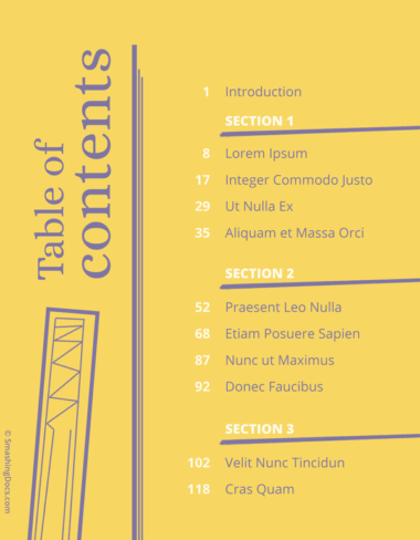 Free Yellow And Purple Geometric Shape Table Of Contents