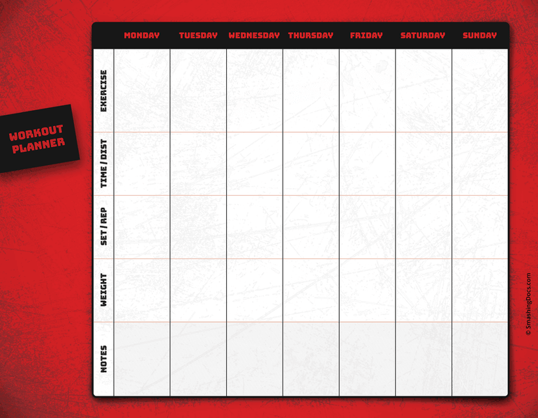 free workout planner template lava red