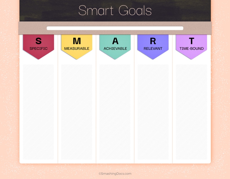 free color tabs smart goal template