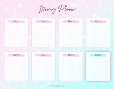 Free Itinerary Planner Template
