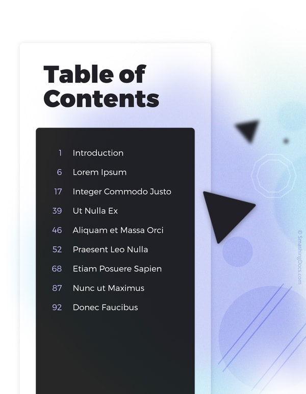 free modern and impactful table of contents
