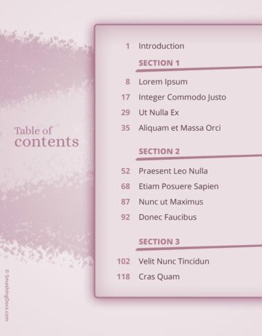 Free Soft Lavender Table Of Contents Template
