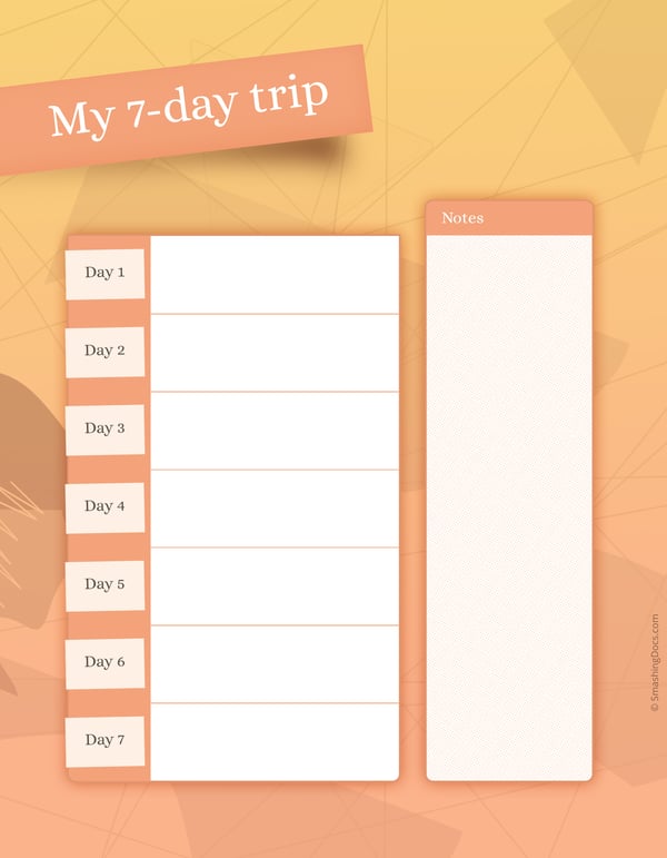 Free Summer Sands 7 Day Trip Planner Template