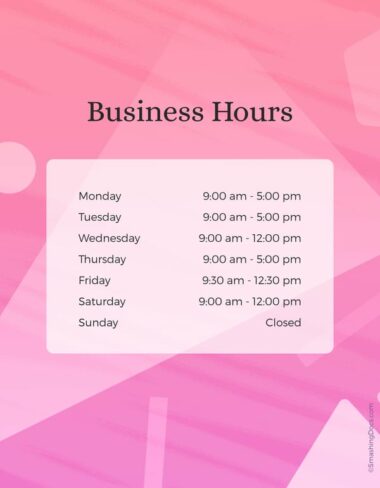 Free Flamingo Pink Business Hours Template