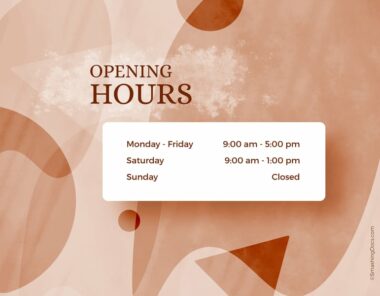 free short-and-sweet opening hours template