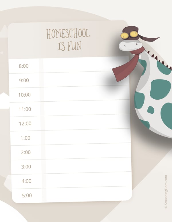 Free Silly Dragon Homeschool Day Planner Template