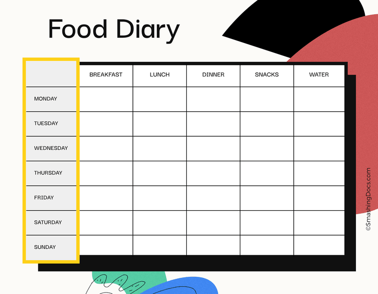 free track and trace food diary template