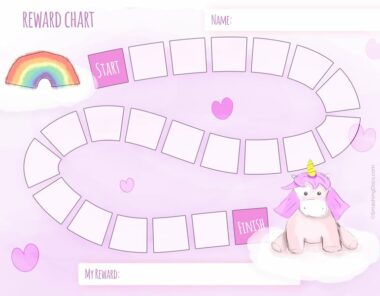 free unicorn and rainbow reward chart template