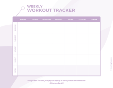 Free Purple Daily Workout Worksheet