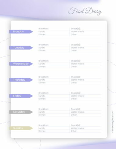 Free Purple Daily Food Journal Template