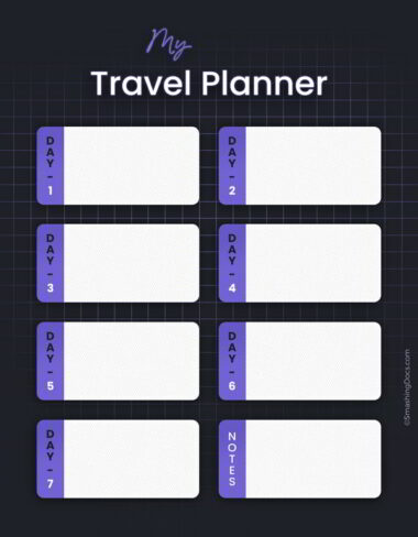 Free Grid Travel Itinerary Planner Template