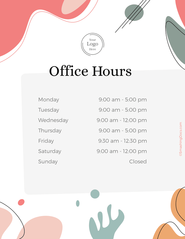 Free Office Hours Sign Template