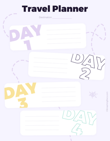 Playful 4 Day Travel Planner Template
