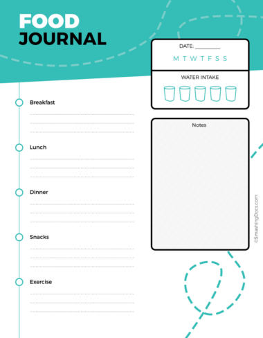 teal daily food journal template