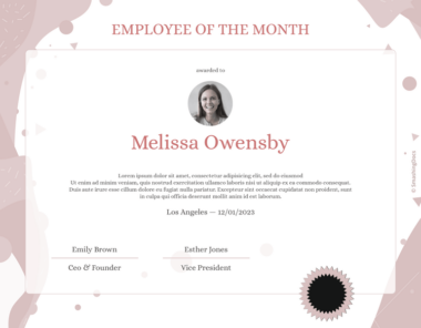 Vintage Rose Employee Of The Month Certificate