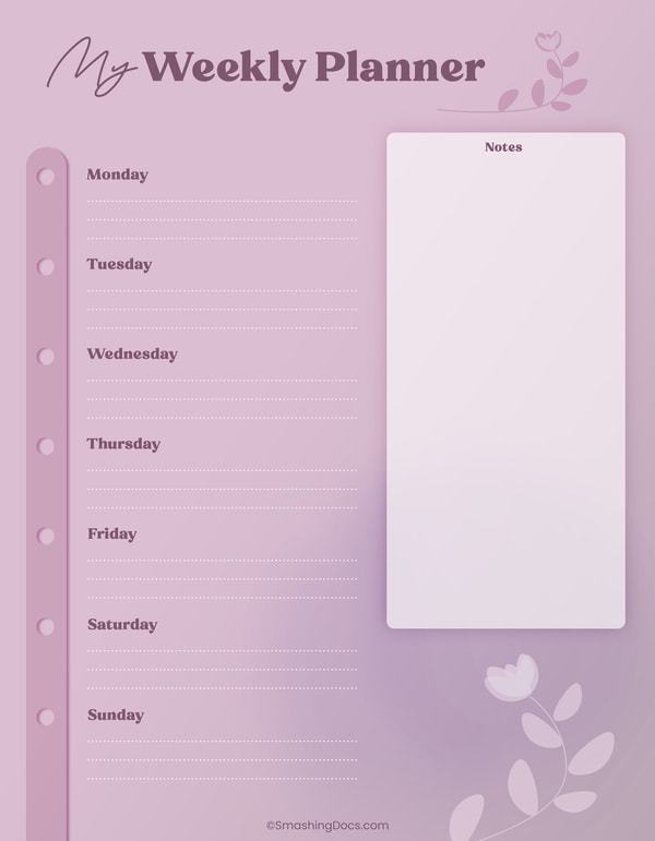 Dash Of Lavender Free Weekly Planner