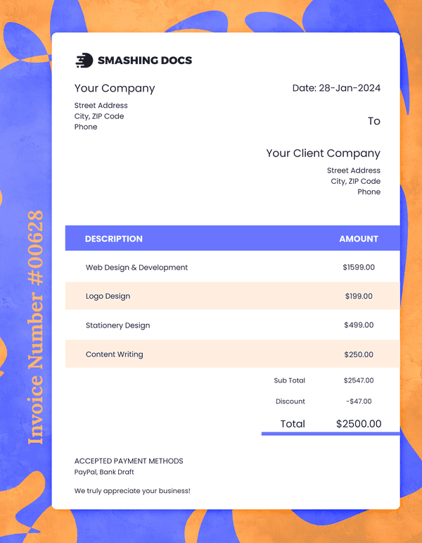 Free Creative Business Invoice Template