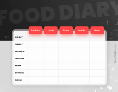 Free Food Diary Template Bold Contrast