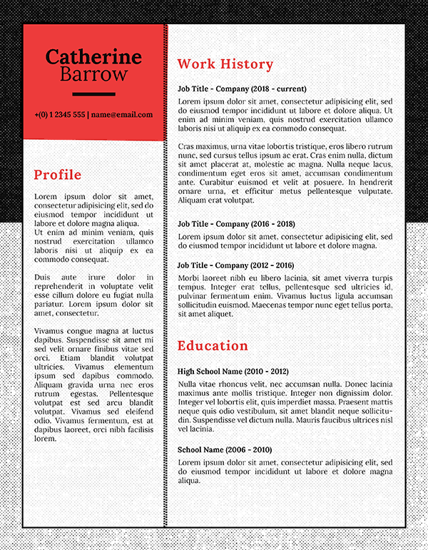 Free Newspaper Style Resume Template