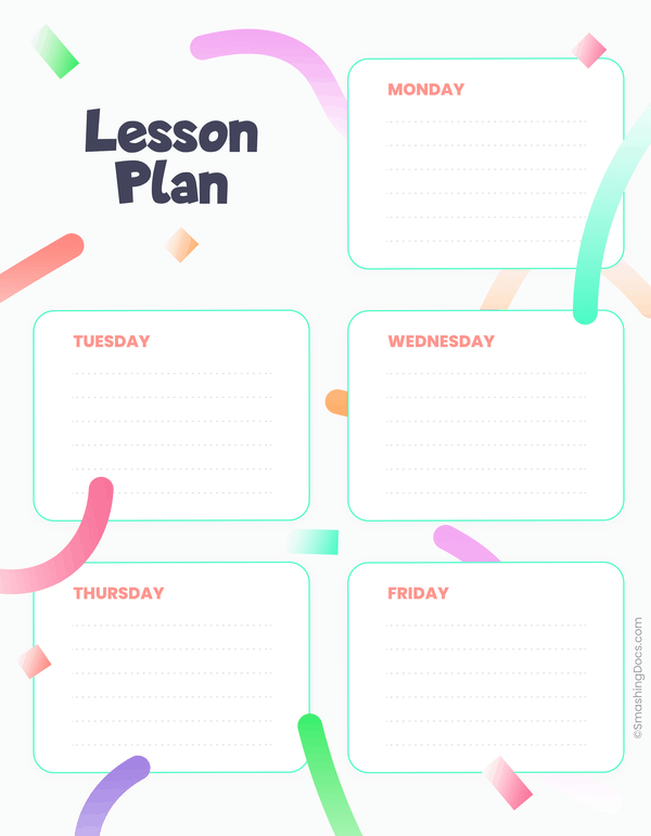 Free Pastel Pop Weekly Lesson Plan