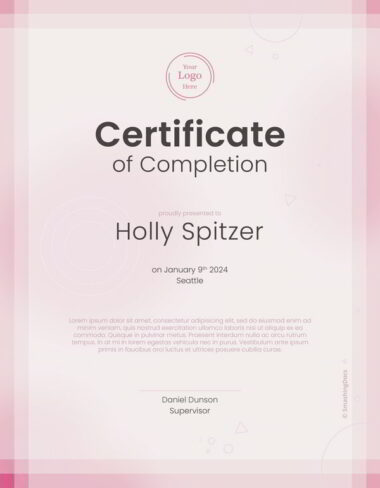 Pink Certificate Of Completion
