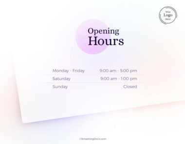 Soft Pastel Opening Hours Sign Template
