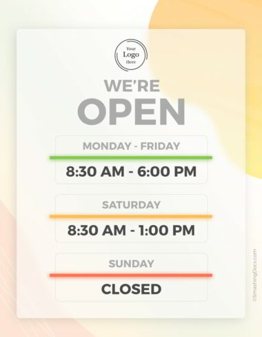 We Are Open Business Hours Sign