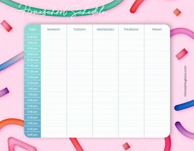 Free Candyland Homeschool Timetable Template