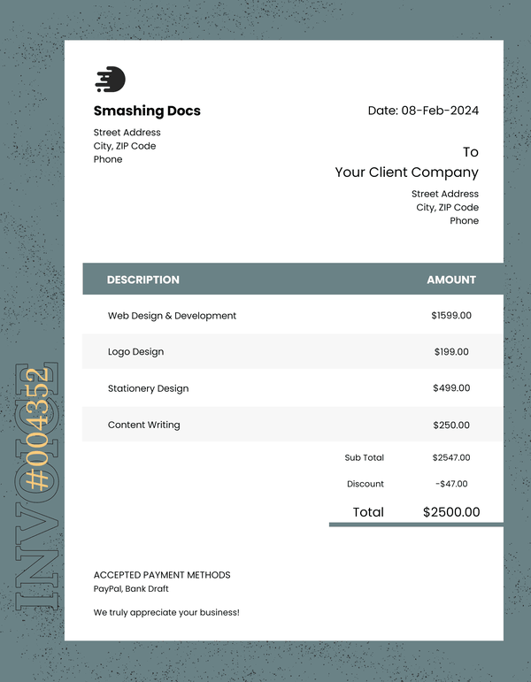 Free Professional Invoice Layout