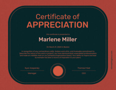 Editable Red And Navy Appreciation Award Template