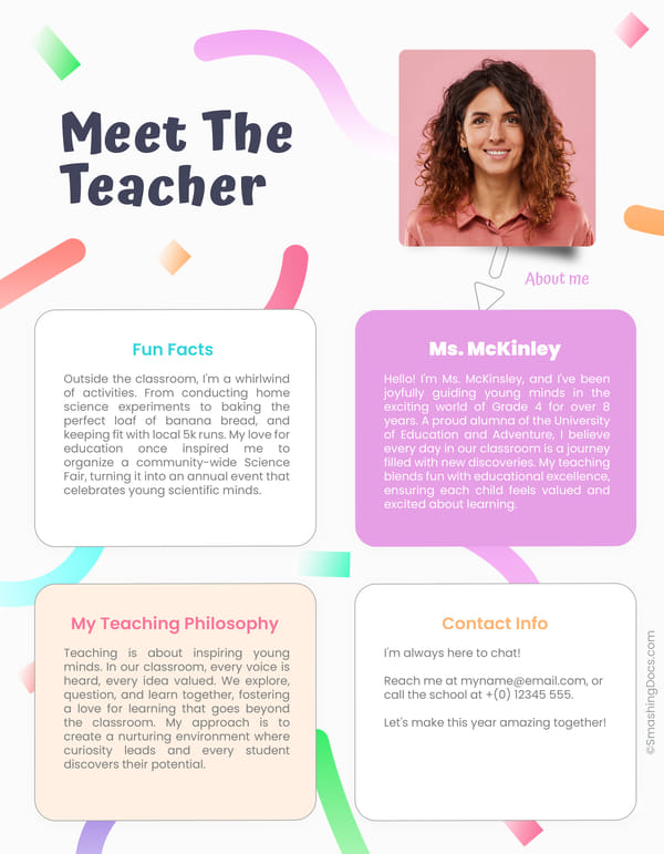 Free Editable Meet The Teacher Template