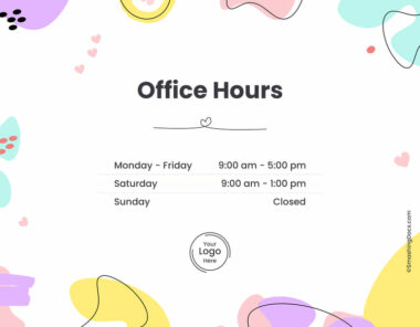 Colorful Office Hours Sign Template
