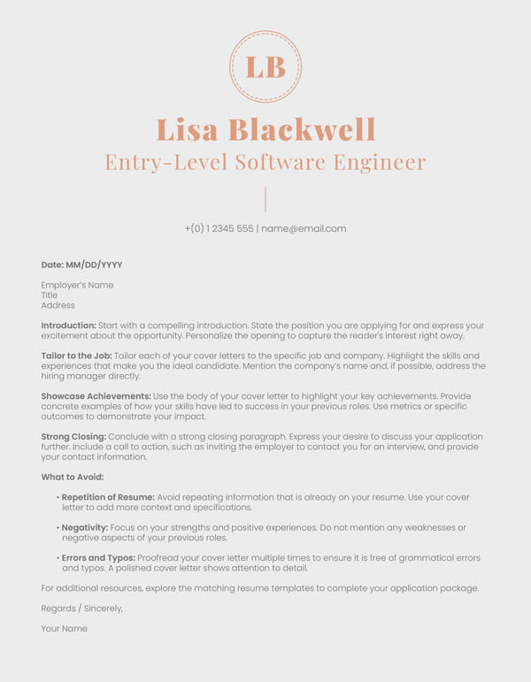 Entry Level Cover Letter Template Google Docs